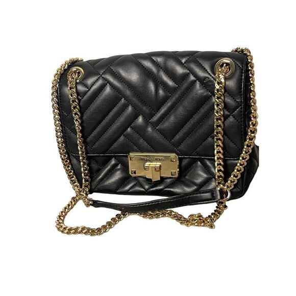 MICHAEL KORS VIVIANNE SLOAN BLACK QUILTED LEATHER CROSSBODY SHOULDER HANDBAG - Picture 1 of 6